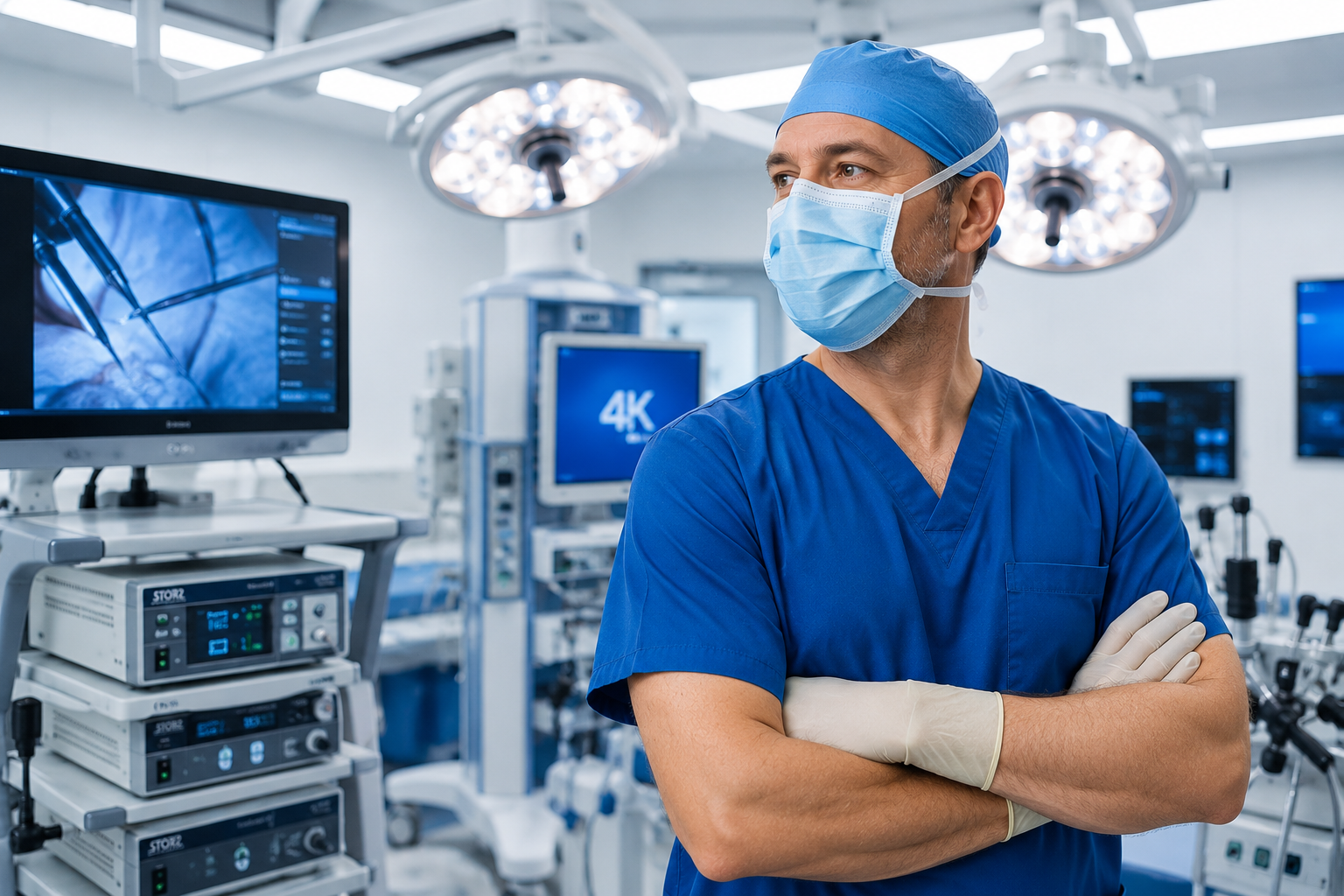 Minimally invasive surgery in progress