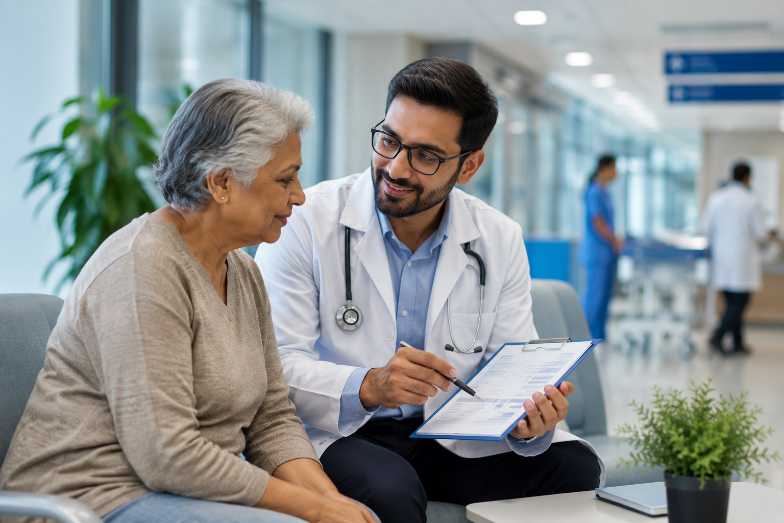 Patient preparing for a surgical consultation